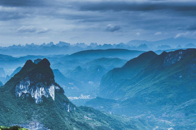 Panoramic view of mountains against sky