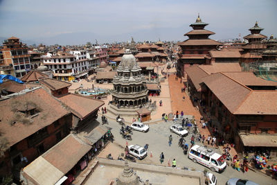 High angle view of buddhist temple at durbar square