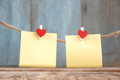 Close-up of paper lanterns hanging on wall