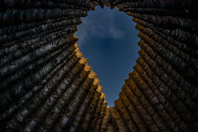 Low angle view of roof of building against sky