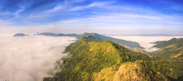 Panoramic view of landscape against cloudy sky