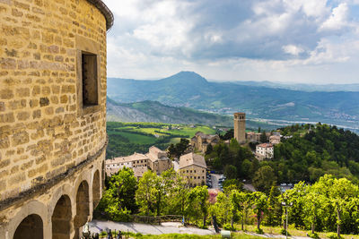 Ancient medieval town of san leo. churches and castle that made history. rimini, italy