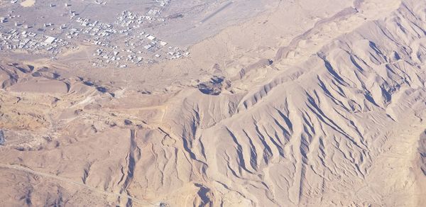 High angle view of snow covered land