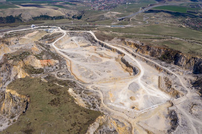 High angle view of road along landscape