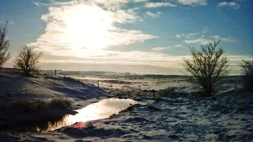 Scenic view of sea at sunset