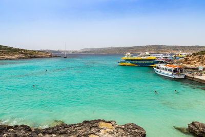 Scenic view of sea against clear sky