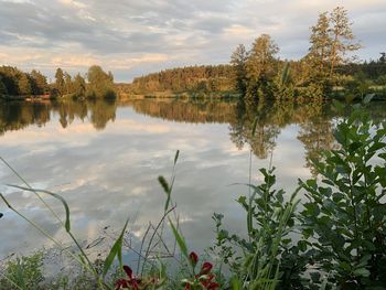 Scenic view of lake against sky