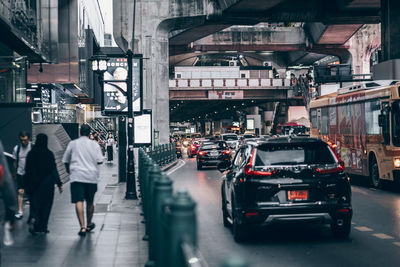 People walking on city street