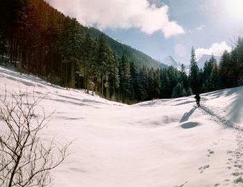 Scenic view of snowcapped mountain against sky