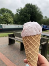 Hand holding ice cream cone