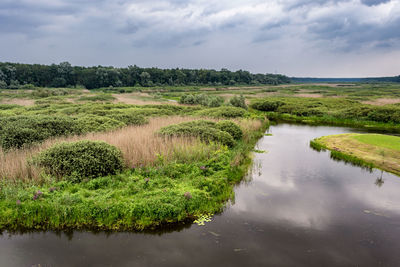 Scenic view of lake against sky