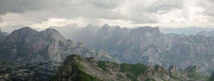 Panoramic view of mountains against sky