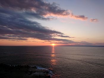 Scenic view of sea during sunset