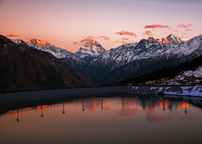 Nanda devi peak reflection over auli lake