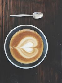 Directly above shot of cappuccino on table