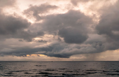 Scenic view of sea against cloudy sky