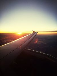 Aerial view of landscape at sunset