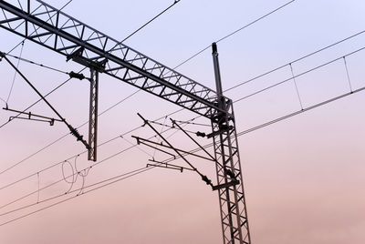 Low angle view of electricity pylon against sky