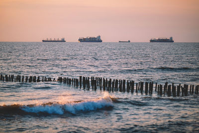 Scenic view of sea against sky during sunset