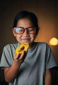 Portrait of a girl eating food