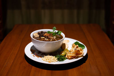 Close-up of indonesian food on table