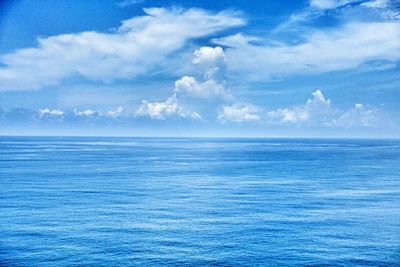 Scenic view of sea against cloudy sky