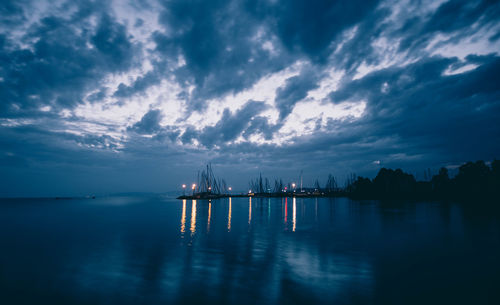 Scenic view of sea against sky at sunset