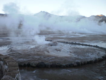 Scenic view of mountain range against sky
