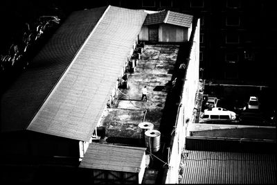 High angle view of street amidst buildings in city