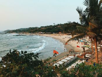 Scenic view of beach against clear sky