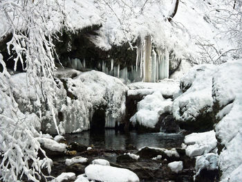 Scenic view of frozen river during winter