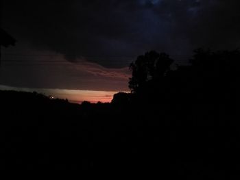 Silhouette trees against sky at sunset