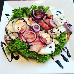 Close-up of sushi served in plate