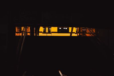 Silhouette of train at night