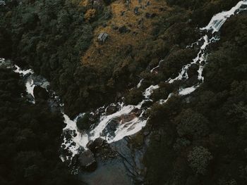 High angle view of waterfall