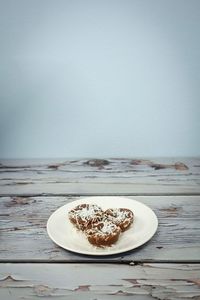 Close-up of dessert in plate on table