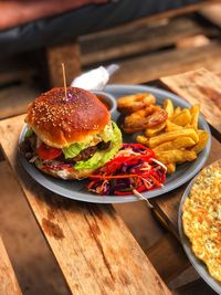 High angle view of food on table