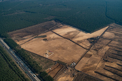 High angle view of agricultural field