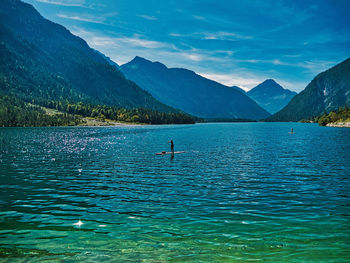 Scenic view of lake against sky