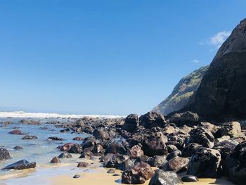 Scenic view of sea against clear sky