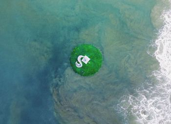 High angle view of swimming pool in sea