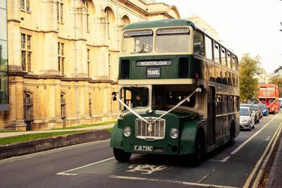 Vintage car on road in city