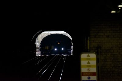 Close-up of illuminated lights at night