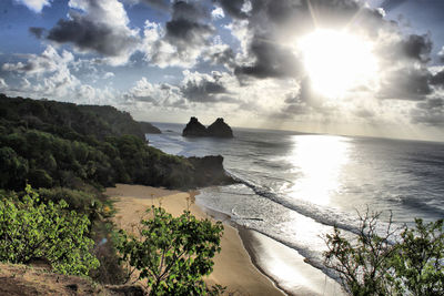 Scenic view of sea against sky at sunset