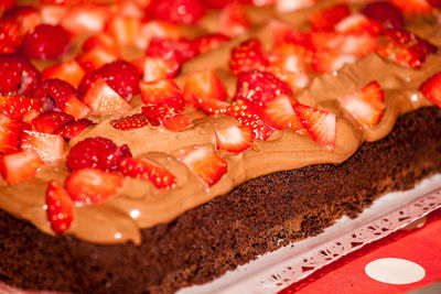 Close-up of strawberries in plate