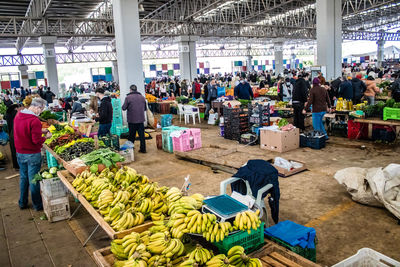 High angle view of people in market