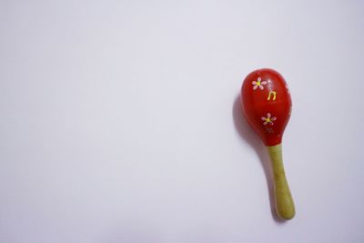 High angle view of strawberry against white background