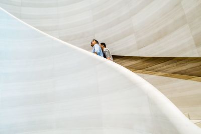 High angle view of people on floor