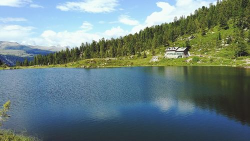 Scenic view of lake against sky