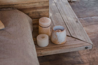 High angle view of food on table
